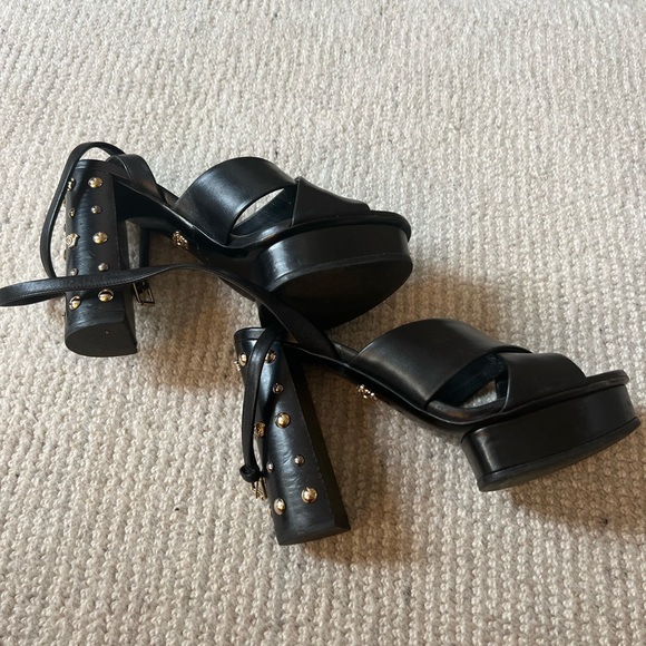 Versace platform sandals with gold Studs on heels - Picture 4 of 6